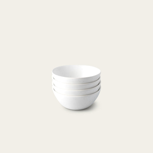 Dessert bowls dinnerware by Fable Home, shown in a speckledwhite finish. – #speckledwhite