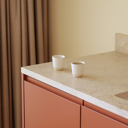 Espresso cups drinkware by Fable Home, shown in a speckledwhite finish. – #speckledwhite