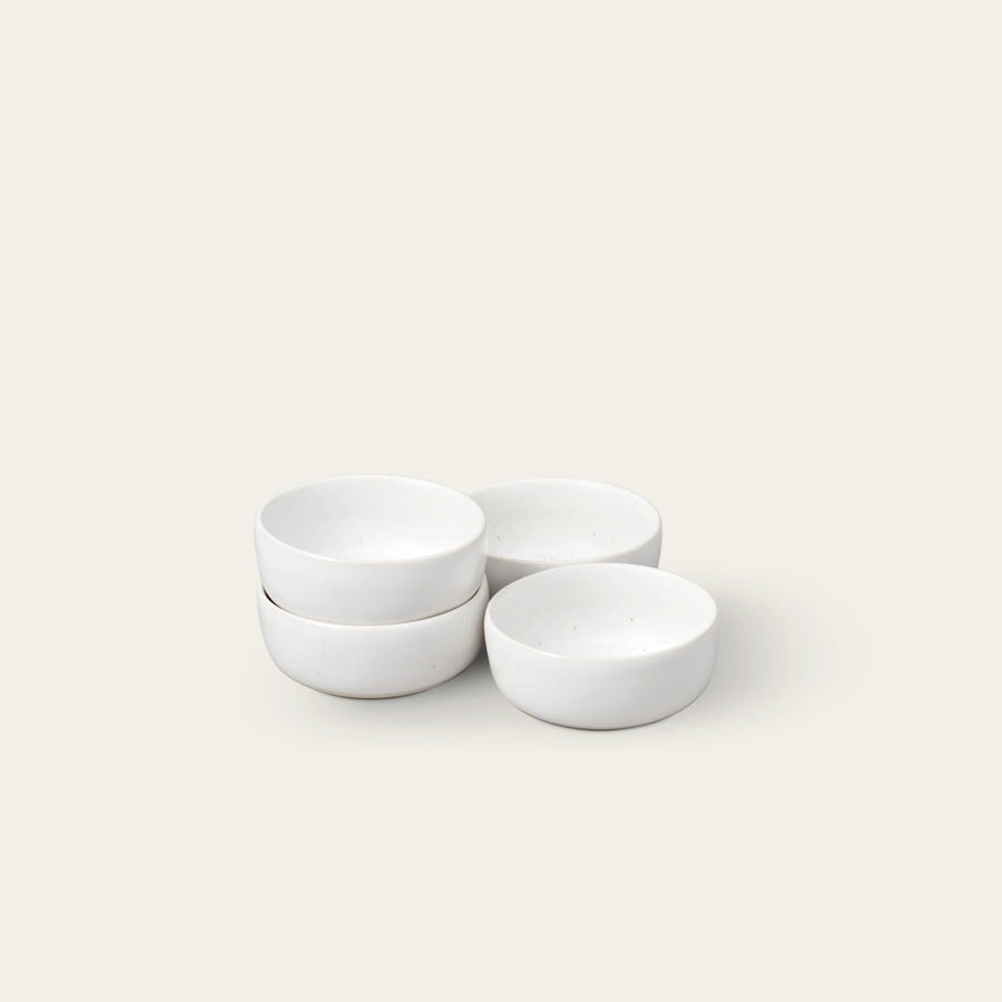 Everything bowls dinnerware by Fable Home, shown in a speckledwhite finish. – #speckledwhite