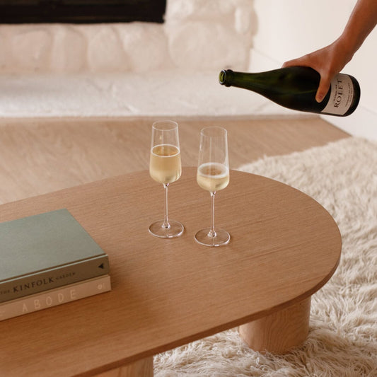 Flute glasses glassware by Fable Home, shown in a clear finish. – #clear