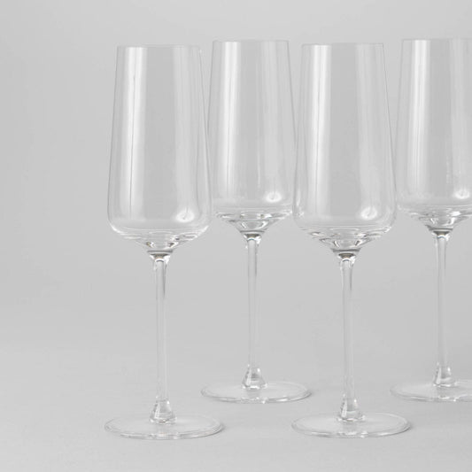 Flute glasses glassware by Fable Home, shown in a clear finish. – #clear