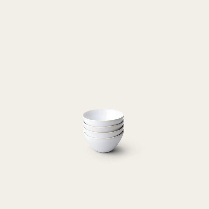 Little bowls dinnerware by Fable Home, shown in a pearlwhite finish. – #pearlwhite