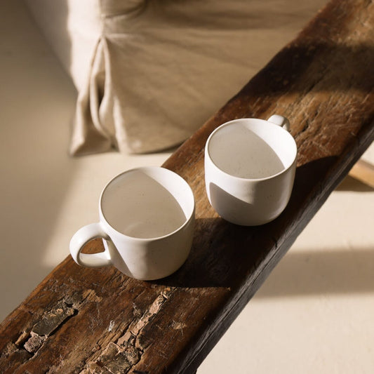 Mugs dinnerware by Fable Home, shown in a speckledwhite finish. – #speckledwhite