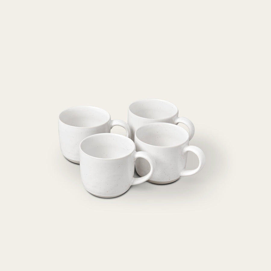 Mugs dinnerware by Fable Home, shown in a speckledwhite finish. – #speckledwhite