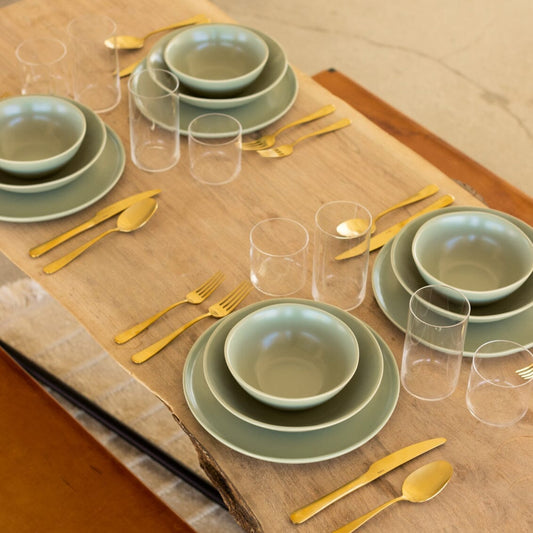 Pasta bowls dinnerware by Fable Home, shown in a beachgrassgreen finish. – #beachgrassgreen
