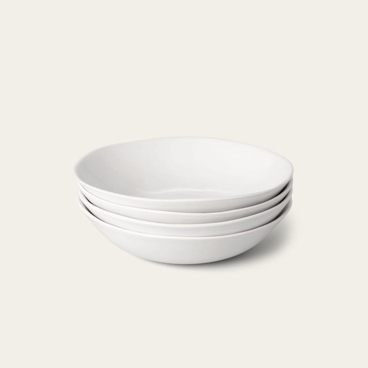 Pasta bowls dinnerware by Fable Home, shown in a speckledwhite finish. – #speckledwhite