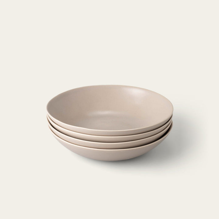 Pasta bowls dinnerware by Fable Home, shown in a speckledwhite finish. – #speckledwhite