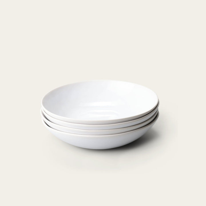 Pasta bowls dinnerware by Fable Home, shown in a speckledwhite finish. – #speckledwhite