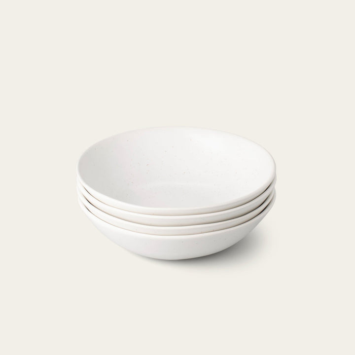 Pasta bowls dinnerware by Fable Home, shown in a speckledwhite finish. – #speckledwhite