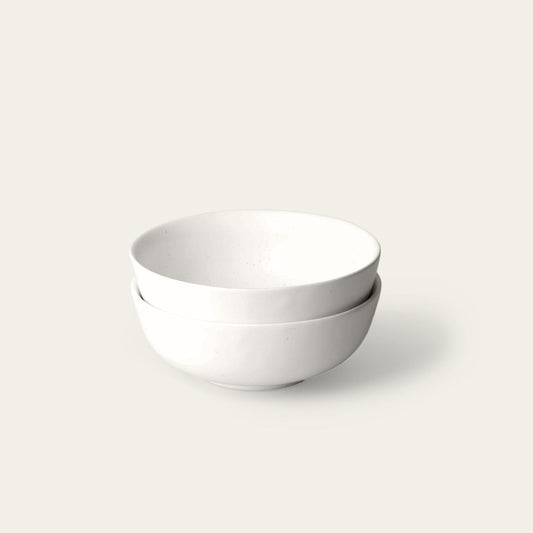 Ramen bowls dinnerware by Fable Home, shown in a speckledwhite finish. – #speckledwhite