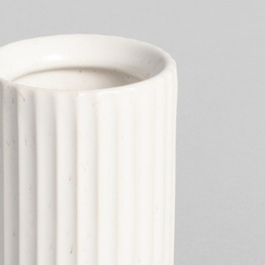 Short bud vase decor by Fable Home, shown in a speckledwhite finish. – #speckledwhite