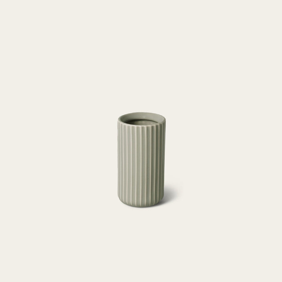 Short bud vase decor by Fable Home, shown in a beachgrassgreen finish. – #beachgrassgreen