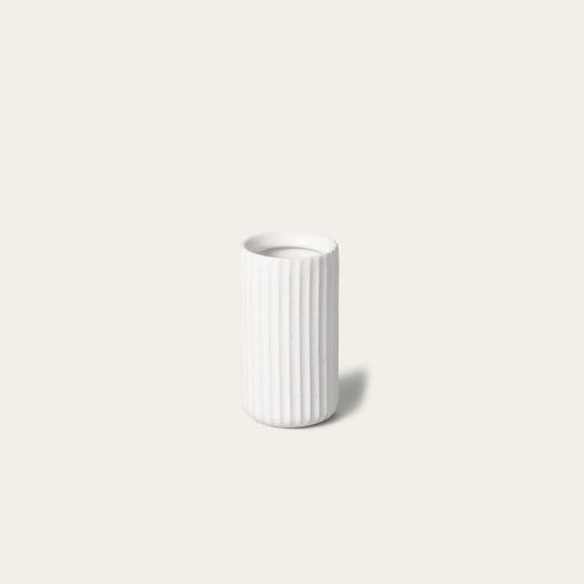 Short bud vase decor by Fable Home, shown in a speckledwhite finish. – #speckledwhite