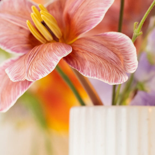 Tall bud vase decor by Fable Home, shown in a speckledwhite finish. – #speckledwhite