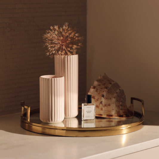Tall bud vase decor by Fable Home, shown in a blushpink finish. – #blushpink