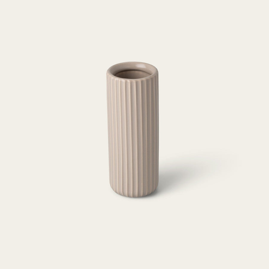 Tall bud vase decor by Fable Home, shown in a deserttaupe finish. – #deserttaupe
