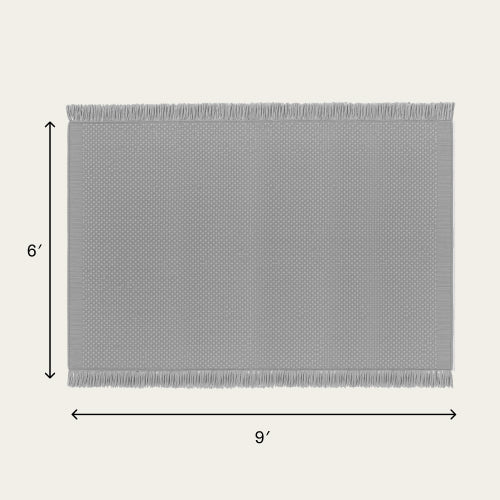 Fringe Wool Rug - Fog Gray / Large - 6 x 9’ / Without Mat