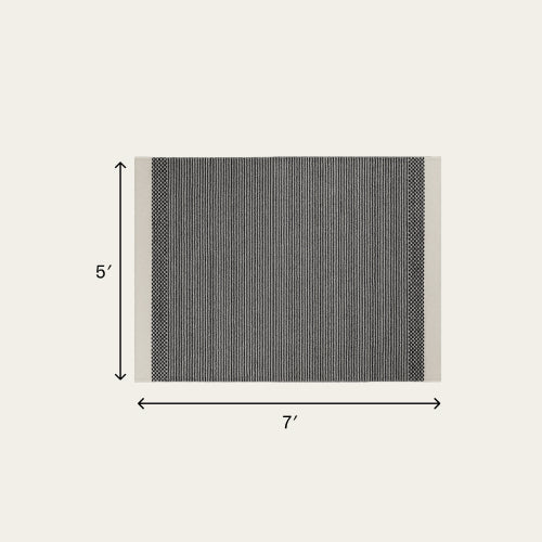 Linear Wool Rug - Ash Black / Medium - 5 x 7' / Without Mat