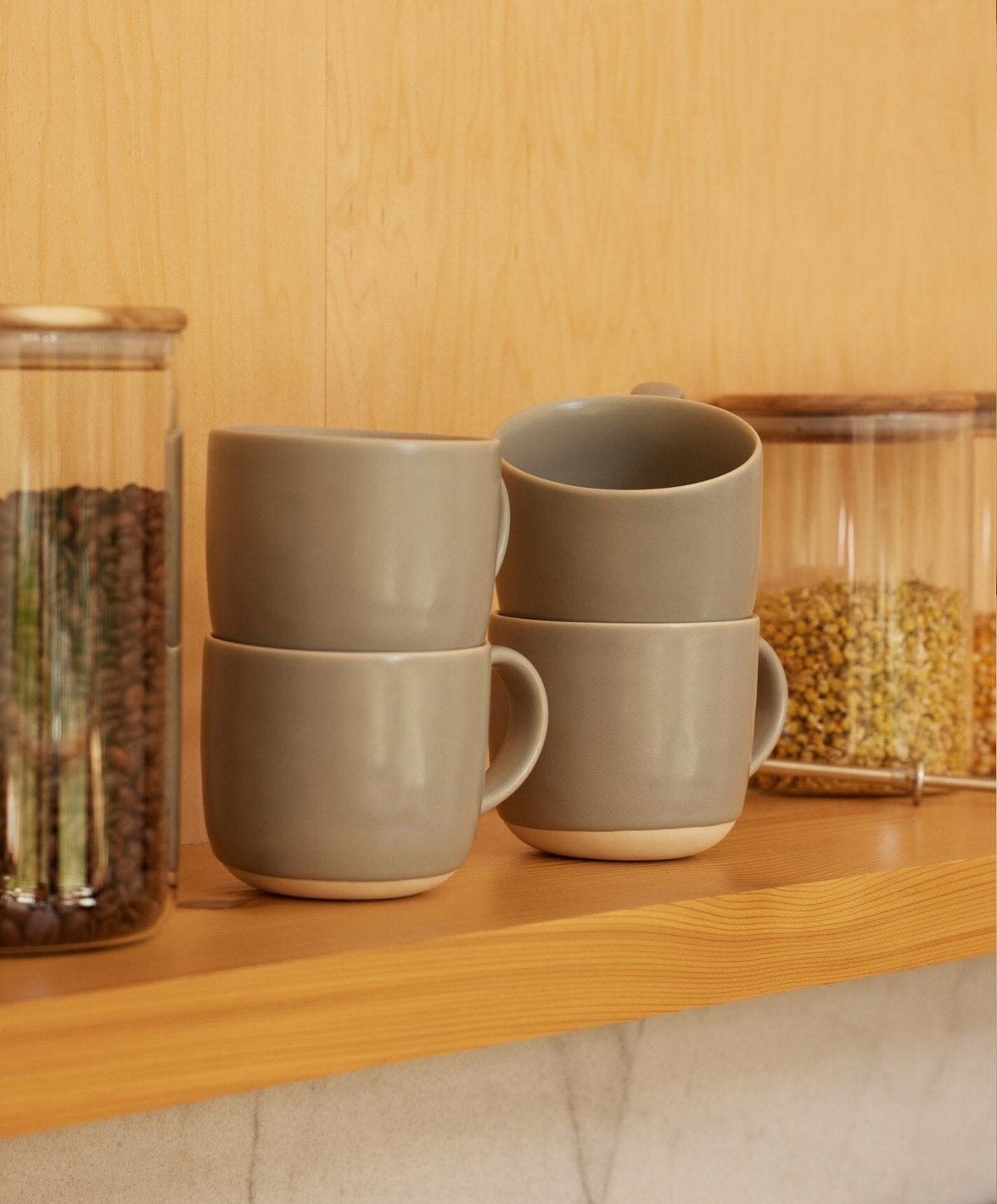 Complete Dinnerware Set by Fable Home, shown in Dove Gray.