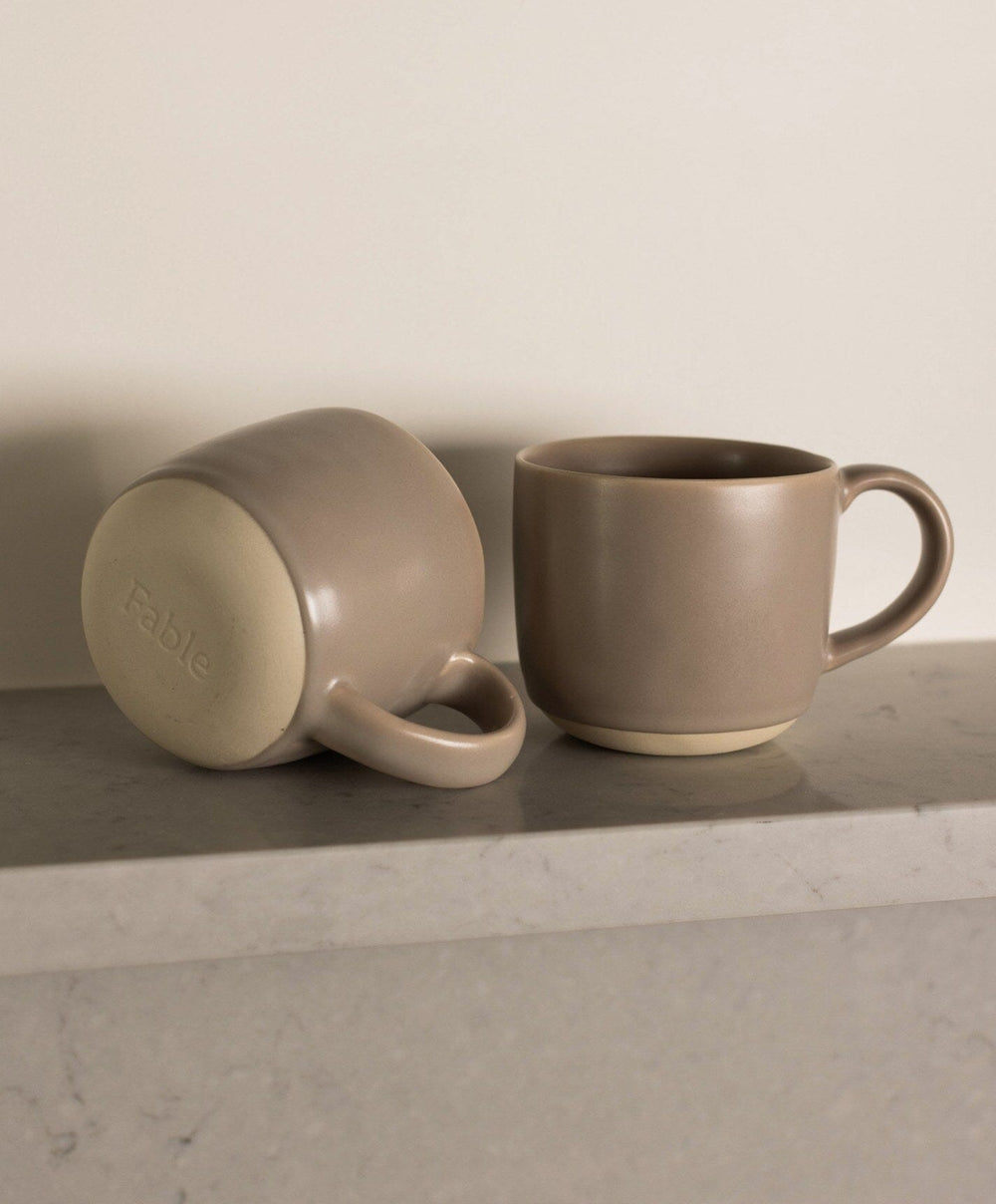 Complete Dinnerware Set by Fable Home, shown in Desert Taupe.