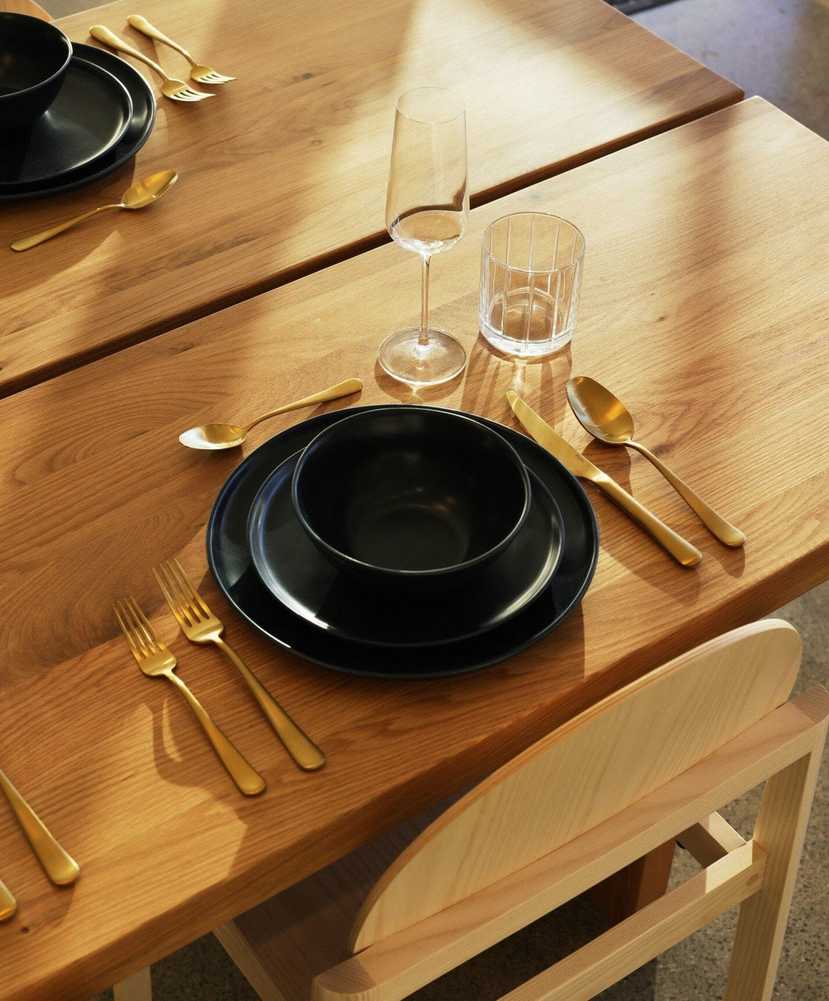 Complete Dinnerware Set by Fable Home, shown in Midnight Blue.