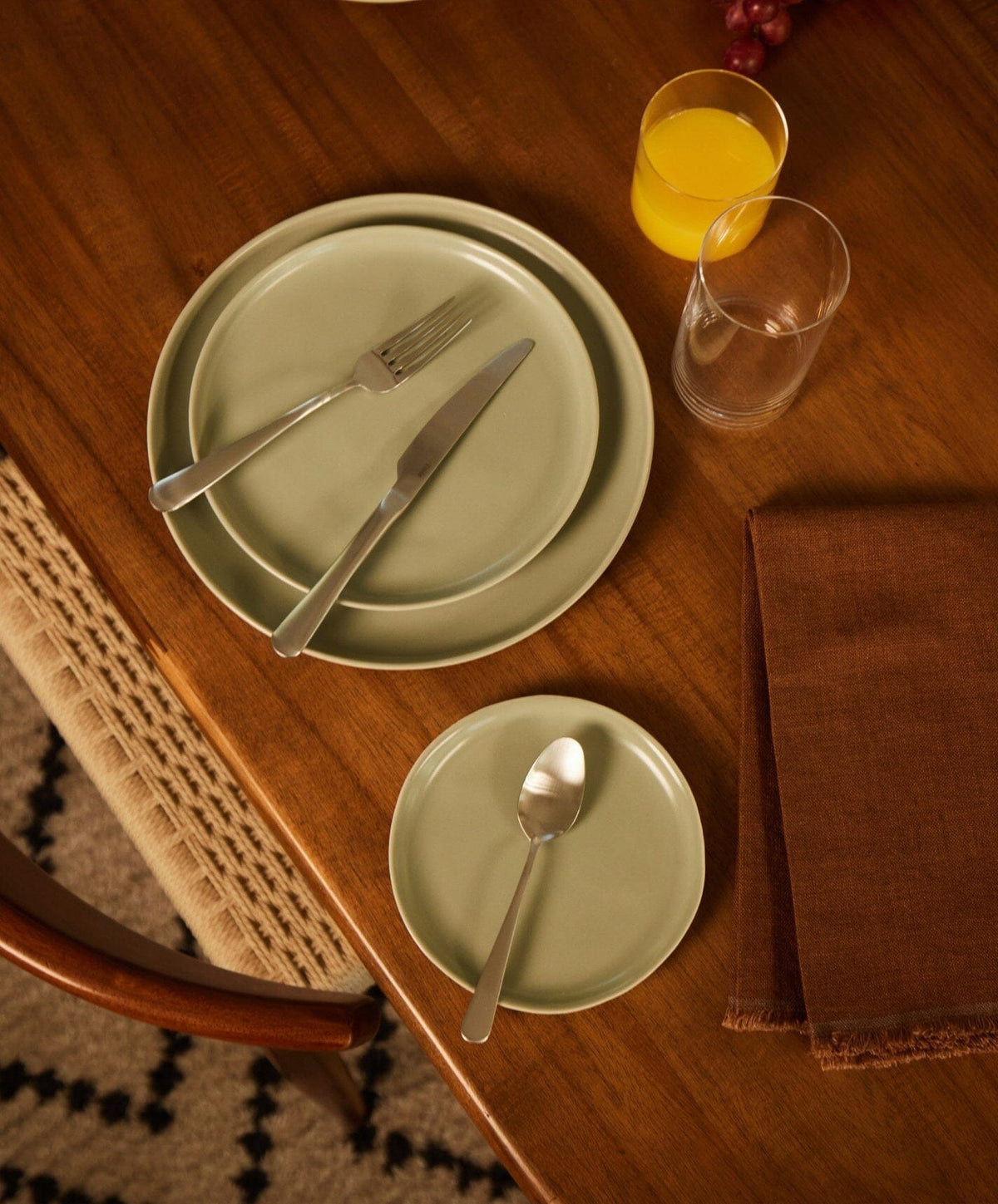 Complete Dinnerware Set by Fable Home, shown in Beachgrass Green.