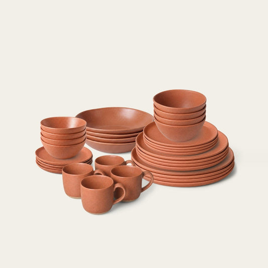 Complete Dinnerware Set by Fable Home, shown in Canyon Clay. – #canyonclay