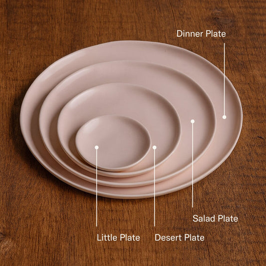Dessert plates dinnerware by Fable Home, shown in a cloudwhite finish. – #cloudwhite