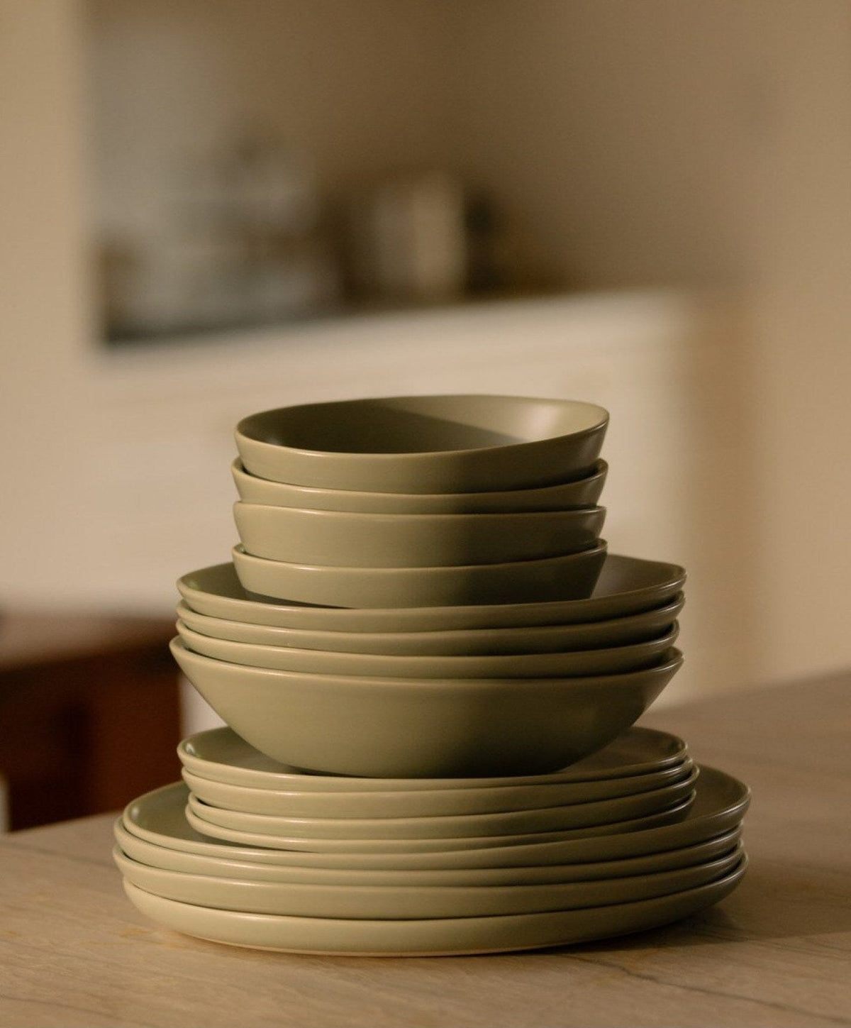 Everyday Dinnerware Set by Fable Home, shown in Beachgrass Green.