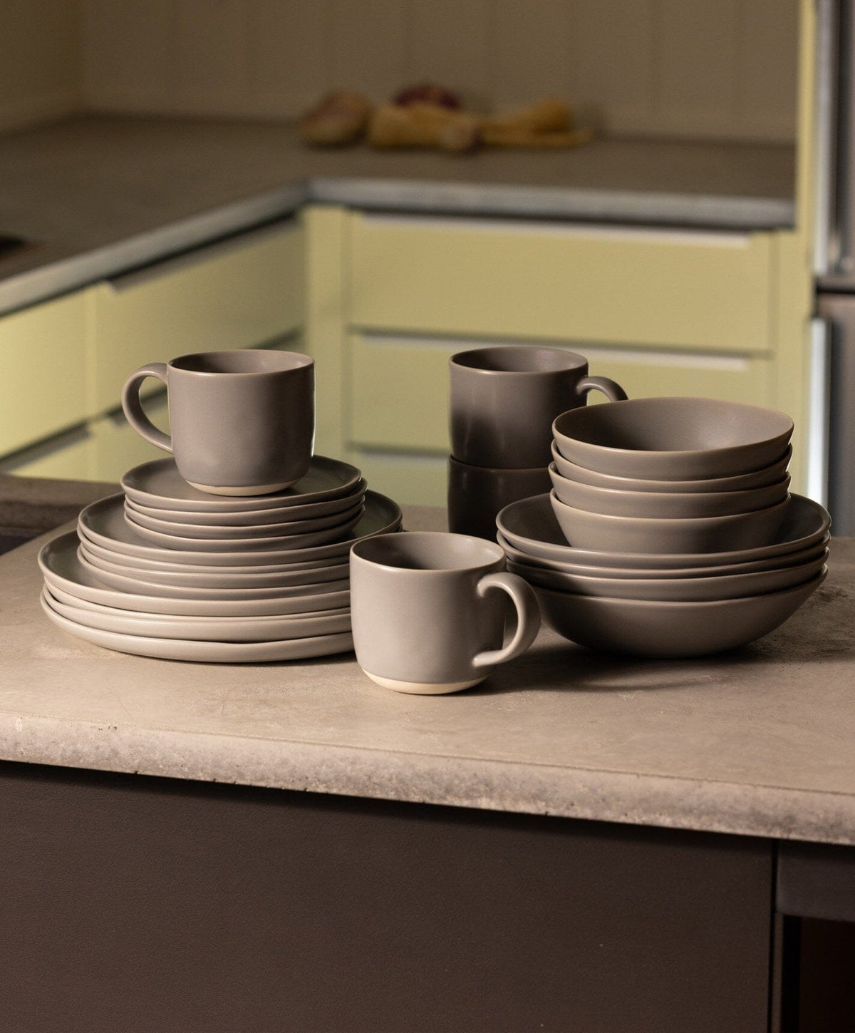 Everyday Dinnerware Set by Fable Home, shown in Dove Gray.