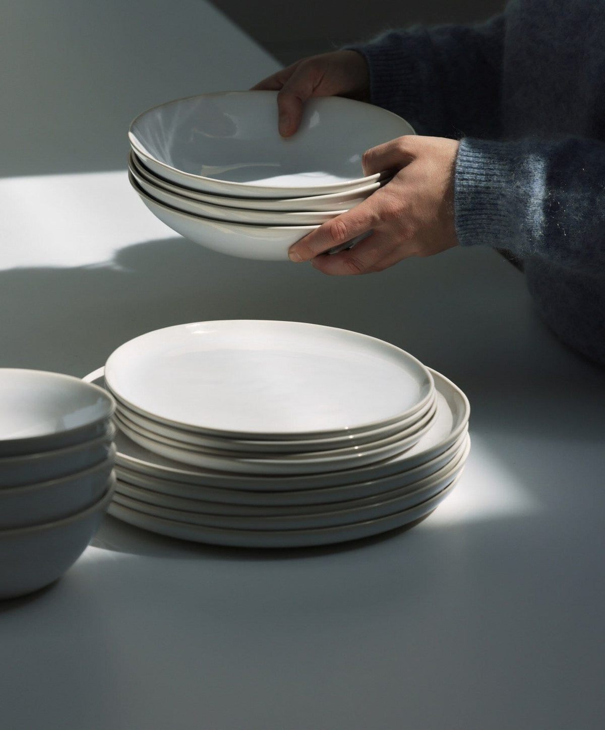 Everyday Dinnerware Set by Fable Home, shown in Pearl White.