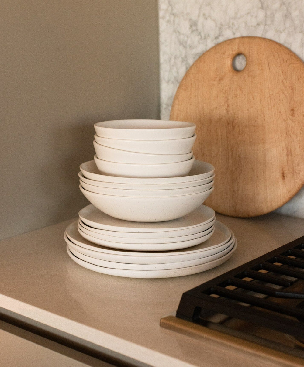 Everyday Dinnerware Set by Fable Home, shown in Speckled White.