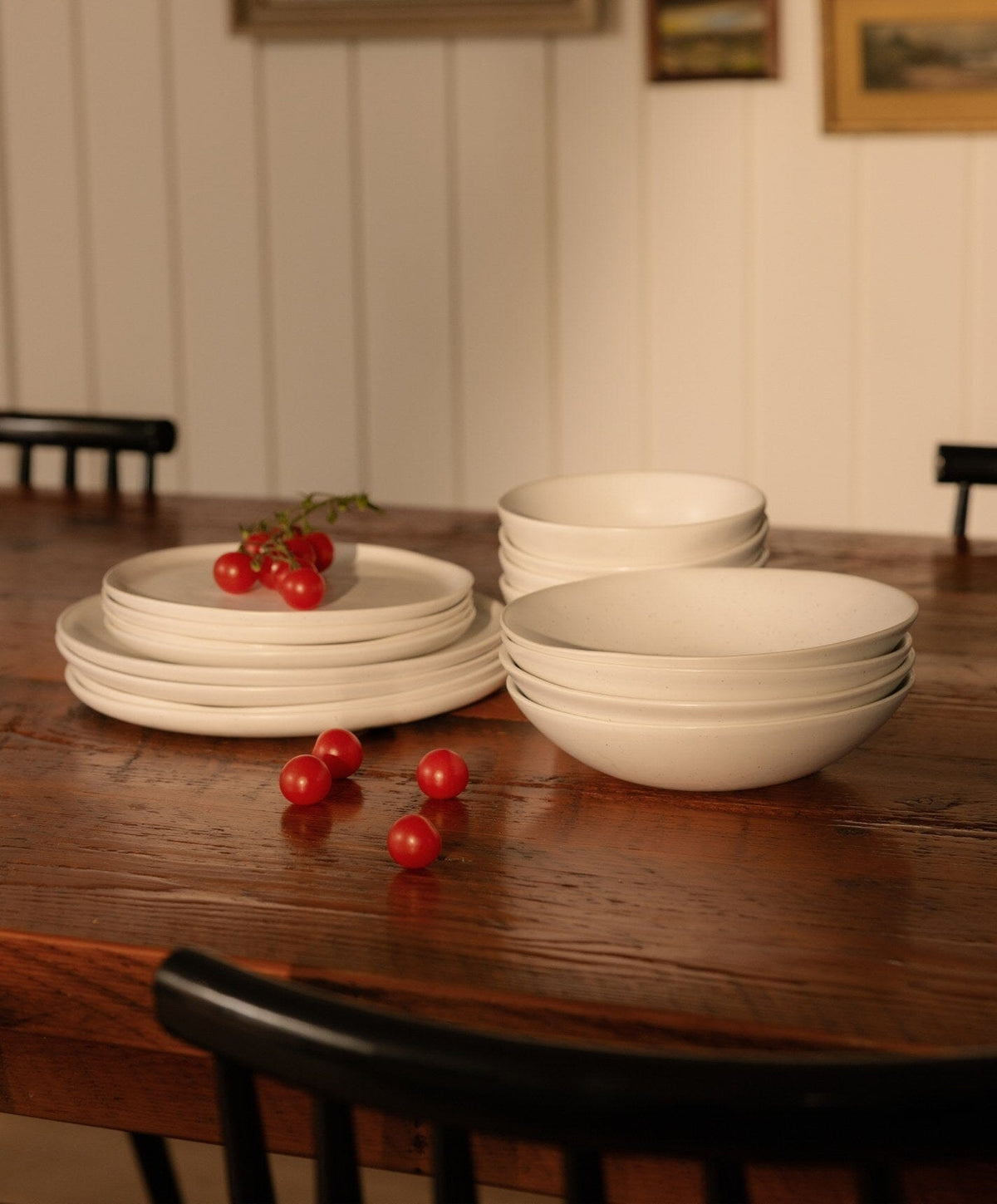 Everyday Dinnerware Set by Fable Home, shown in Speckled White.