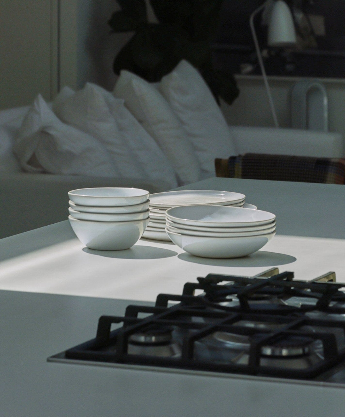 Everyday Dinnerware Set by Fable Home, shown in Pearl White.