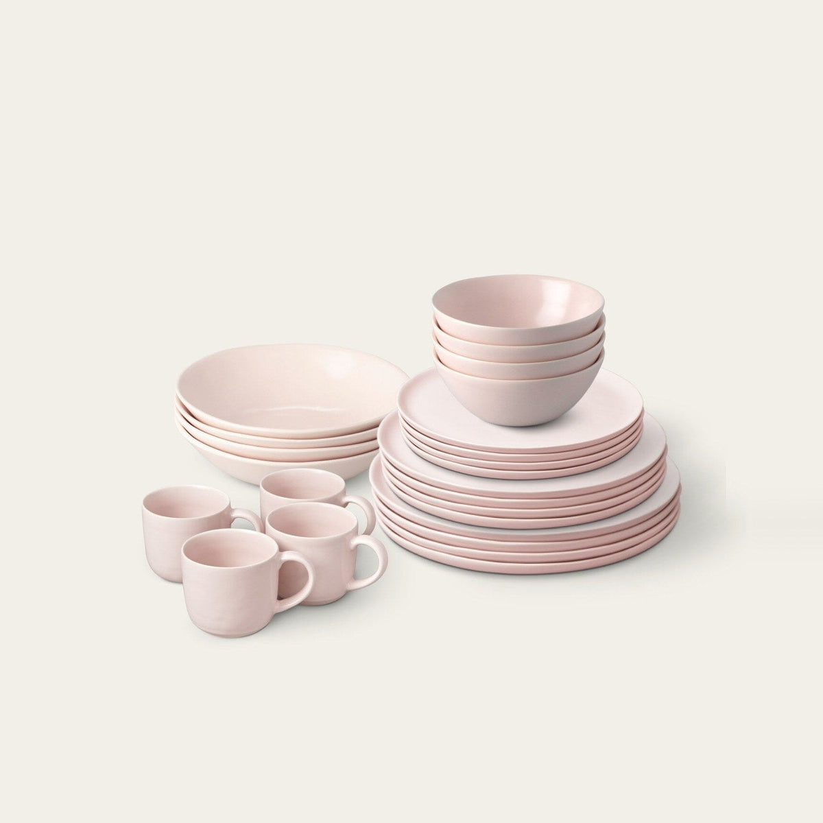 Everyday Dinnerware Set by Fable Home, shown in Blush Pink.