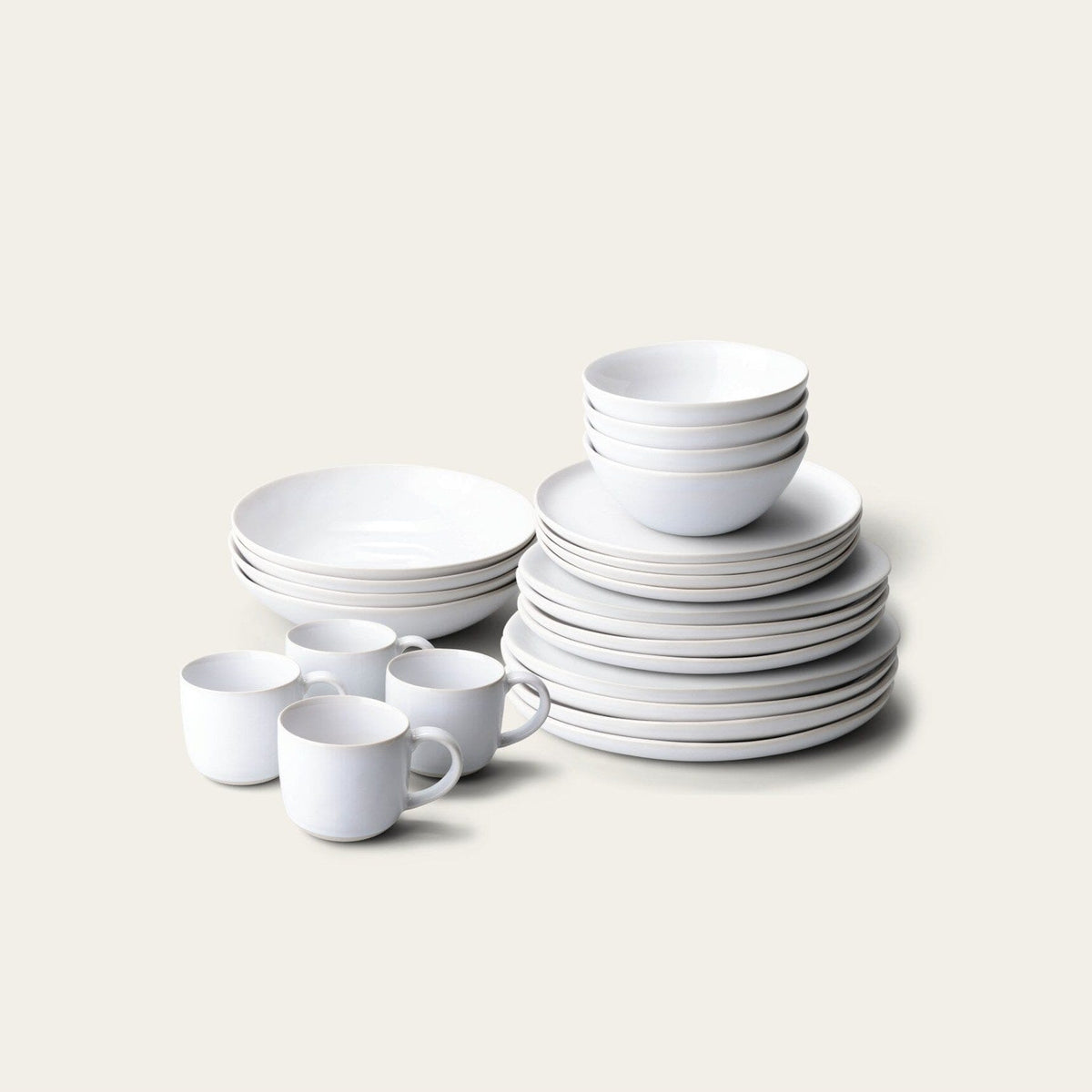 Everyday Dinnerware Set by Fable Home, shown in Pearl White.