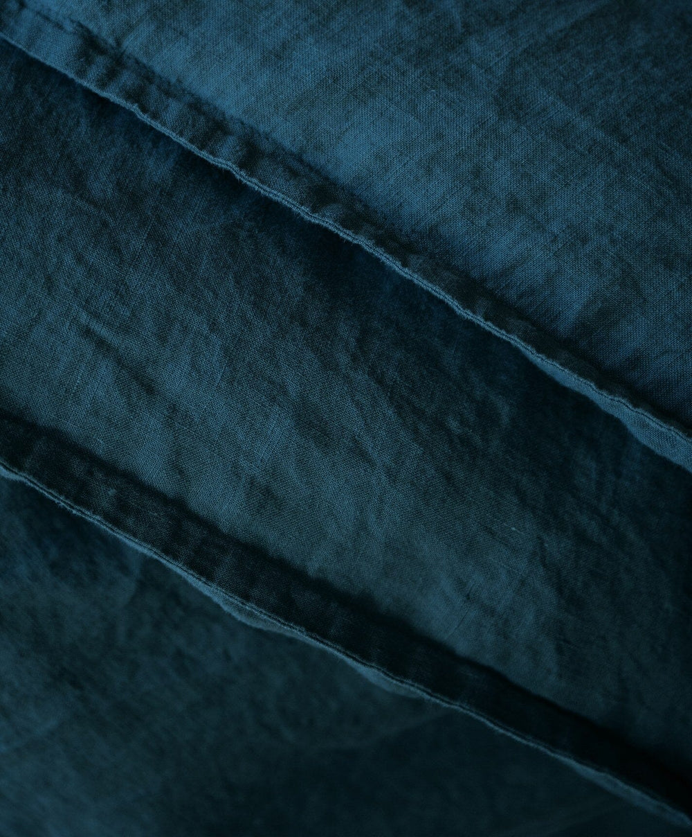 Linen Complete Bed Set by Fable Home, shown in Storm Blue.