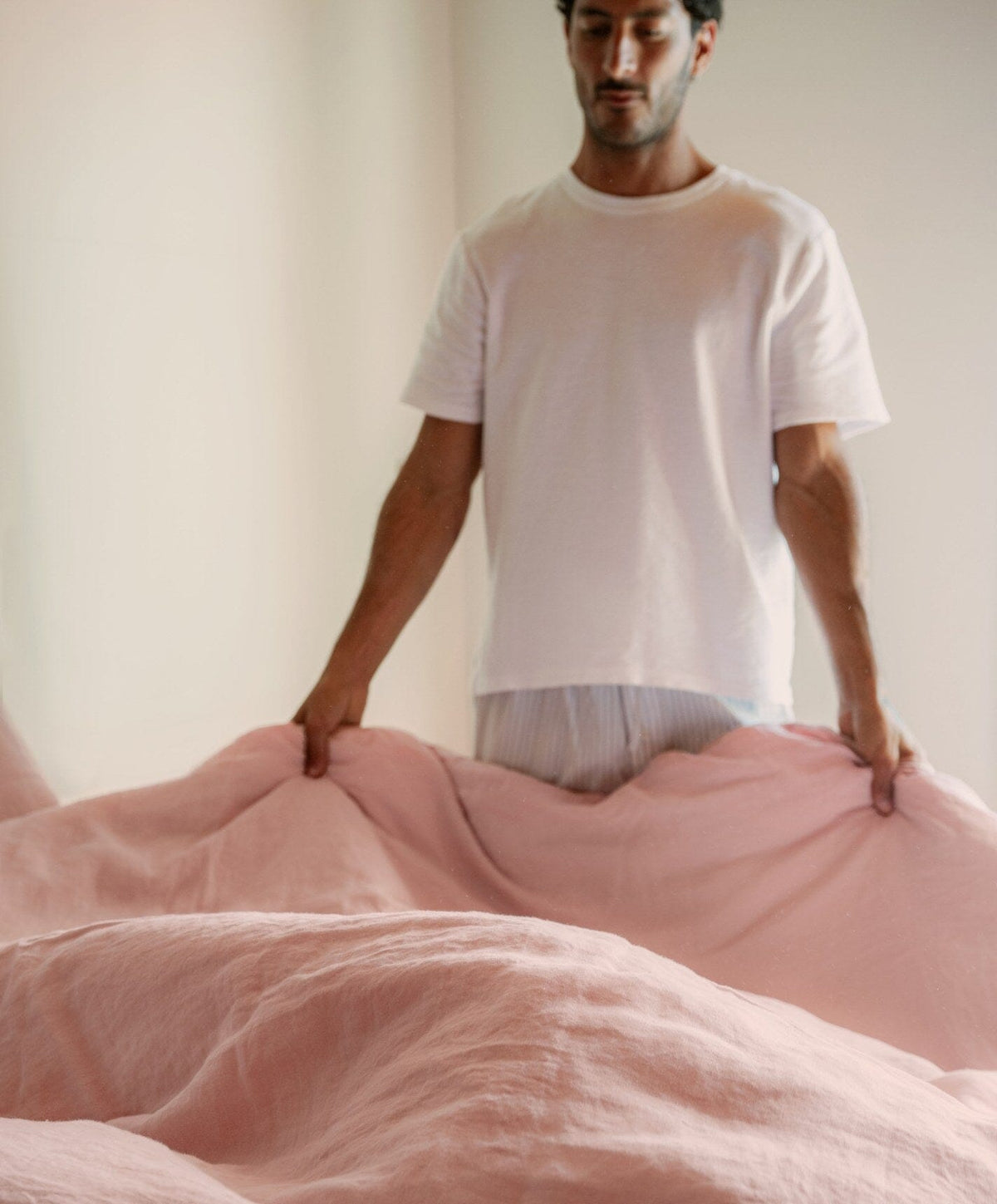 Linen Complete Bed Set by Fable Home, shown in Autumn Rose.
