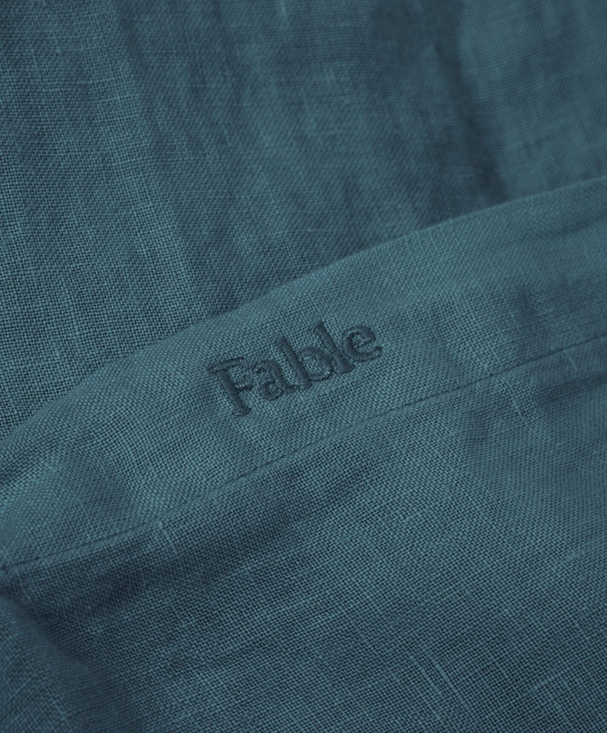 Linen Duvet Cover by Fable Home, shown in Storm Blue.