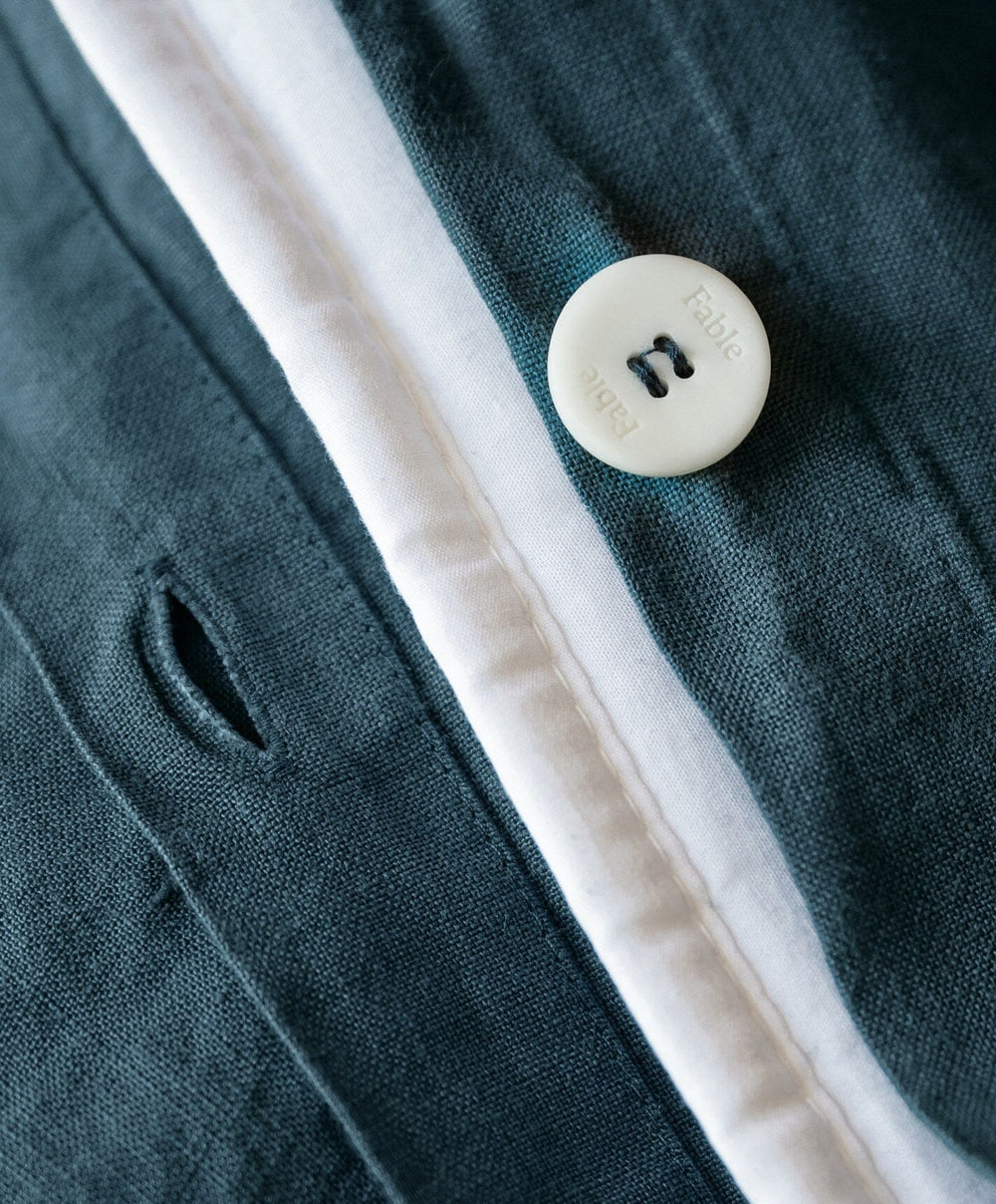 Linen Duvet Cover by Fable Home, shown in Storm Blue.