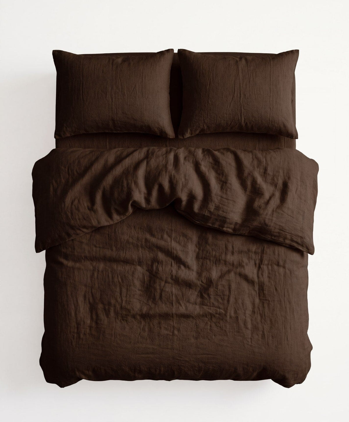 Linen Duvet Cover by Fable Home, shown in Walnut Brown.
