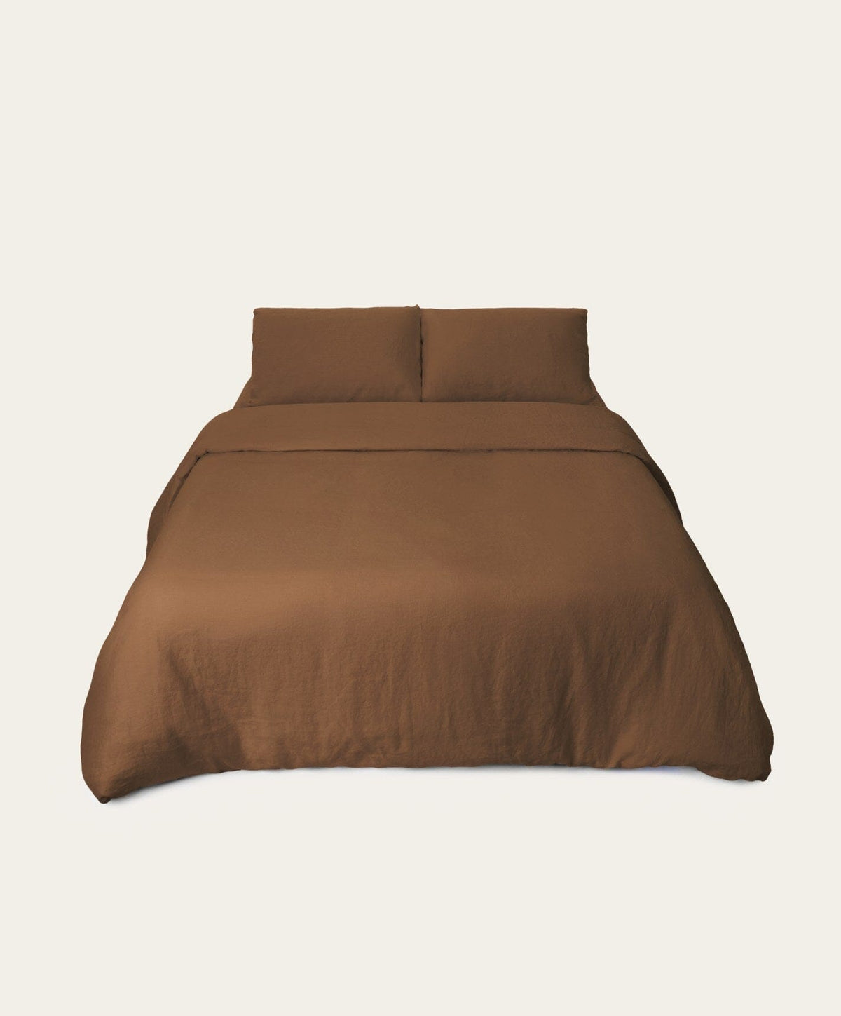 Linen Duvet Cover by Fable Home, shown in Walnut Brown.