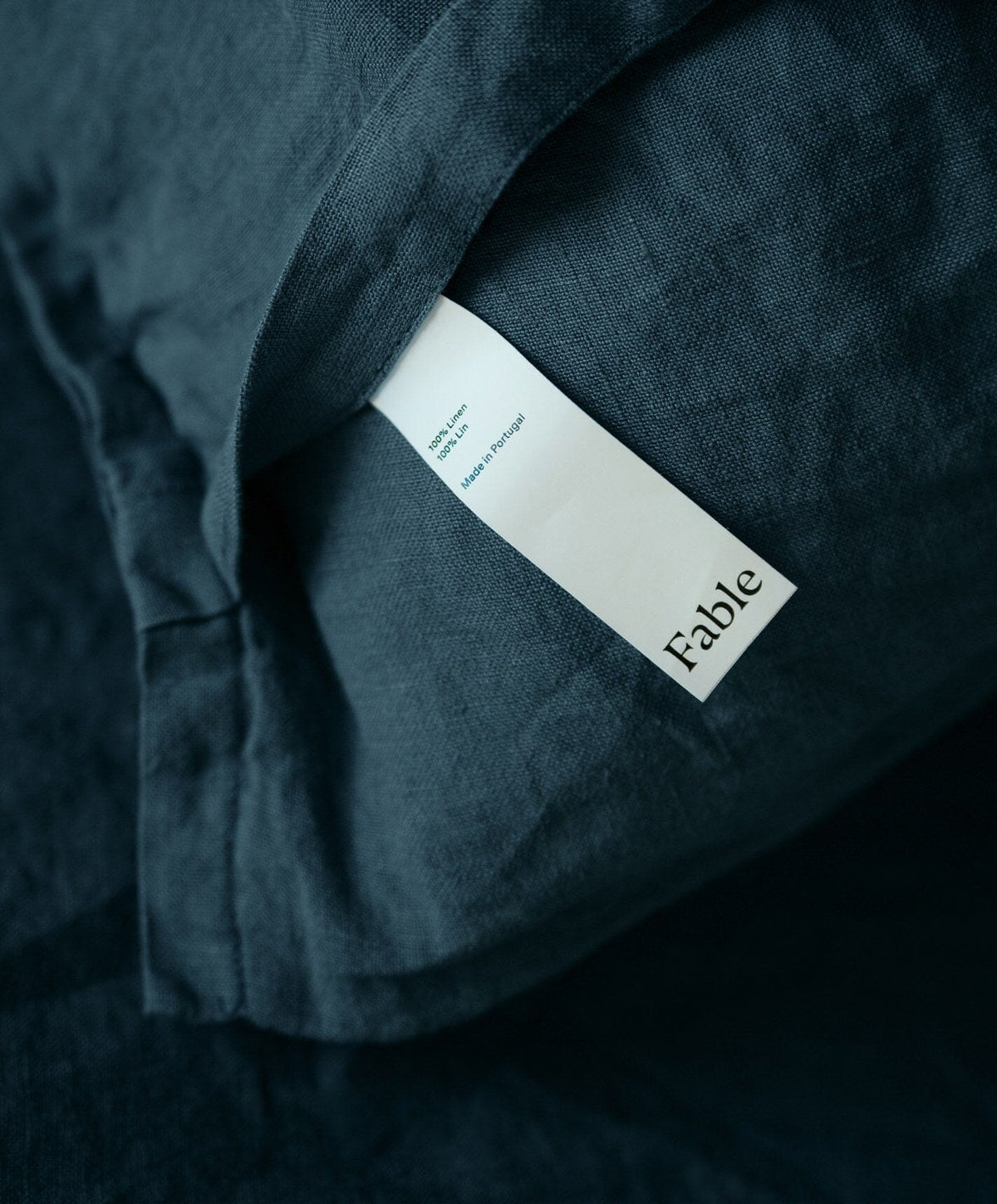 Linen Duvet Set by Fable Home, shown in Storm Blue.