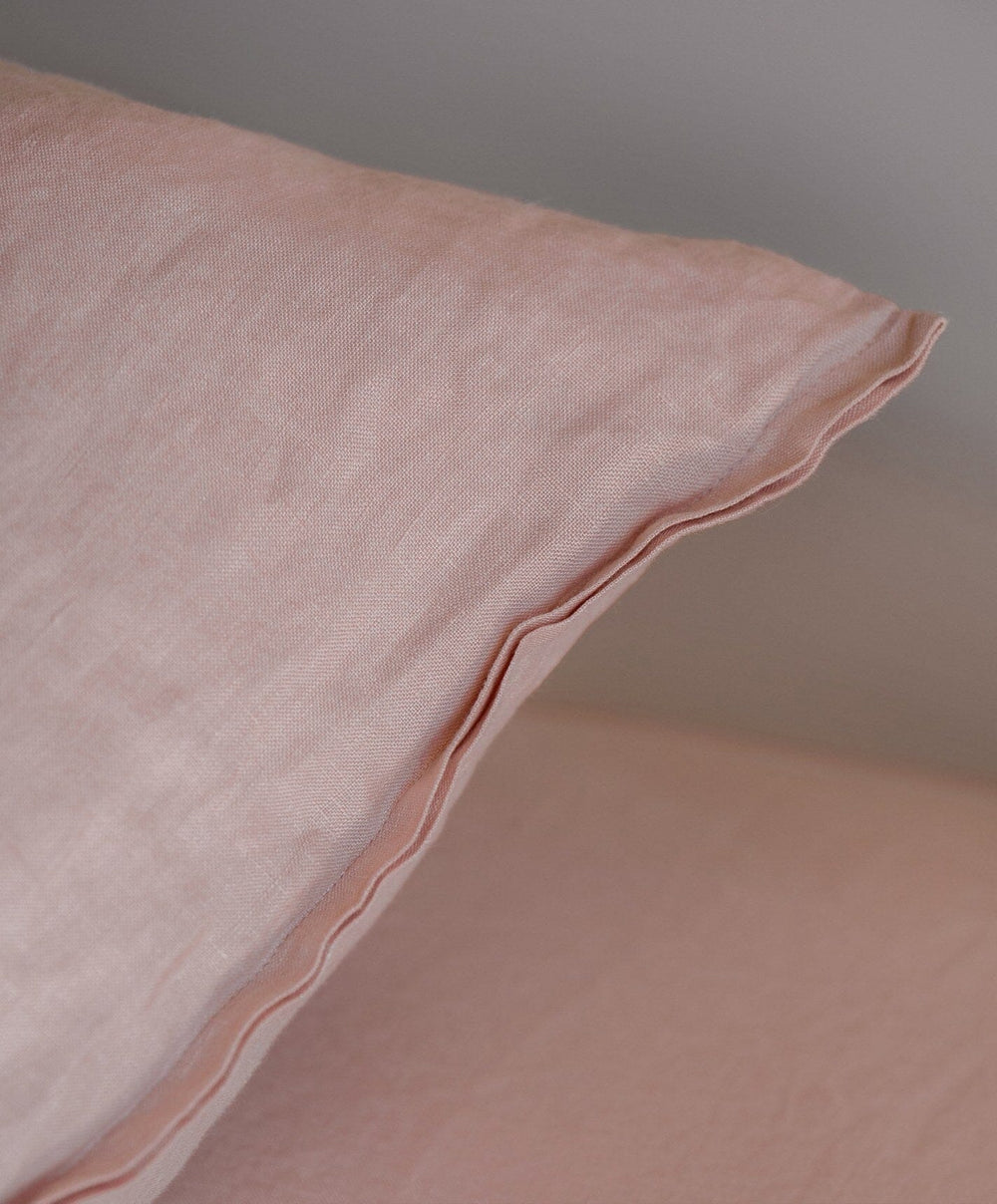 Linen Duvet Set by Fable Home, shown in Autumn Rose.