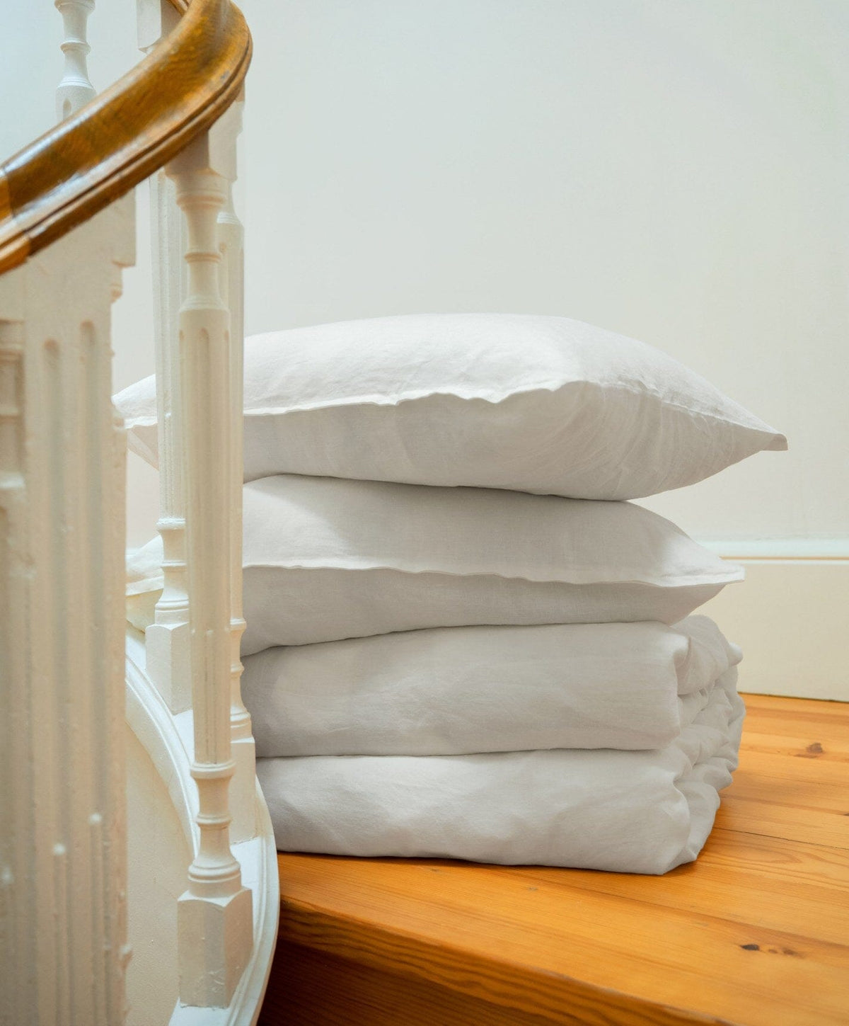 Linen Duvet Set by Fable Home, shown in Shell White.