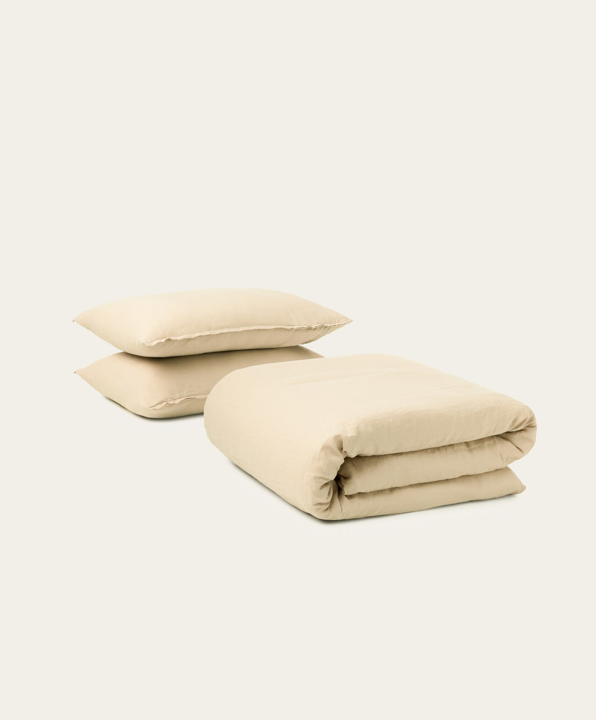 Linen Duvet Set by Fable Home, shown in Birch Sand.