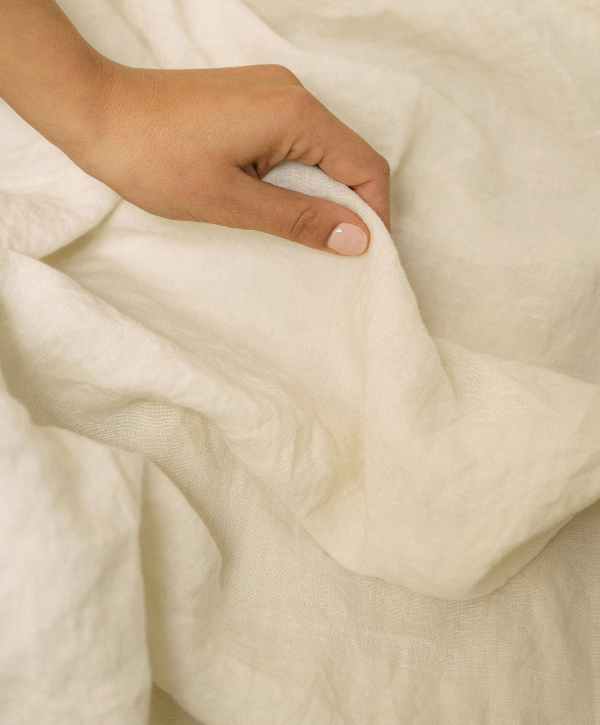 Linen Fitted Sheet by Fable Home, shown in Birch Sand.