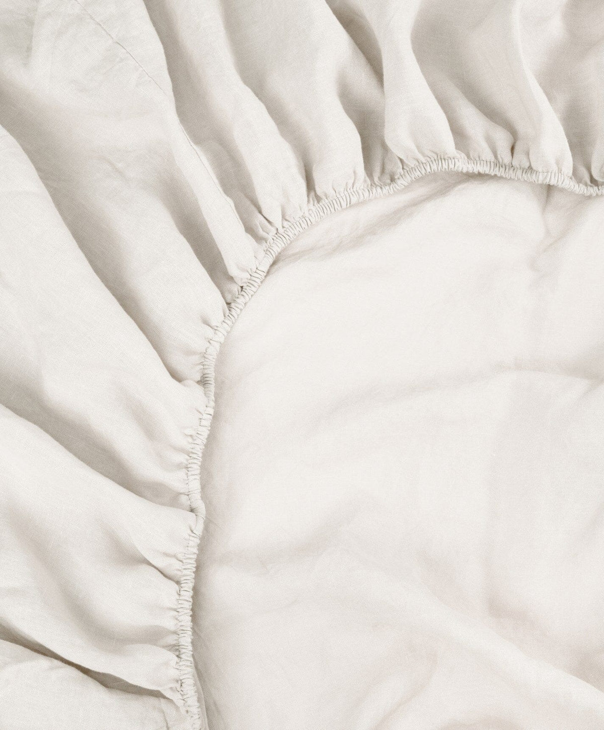 Linen Fitted Sheet by Fable Home, shown in Shell White.