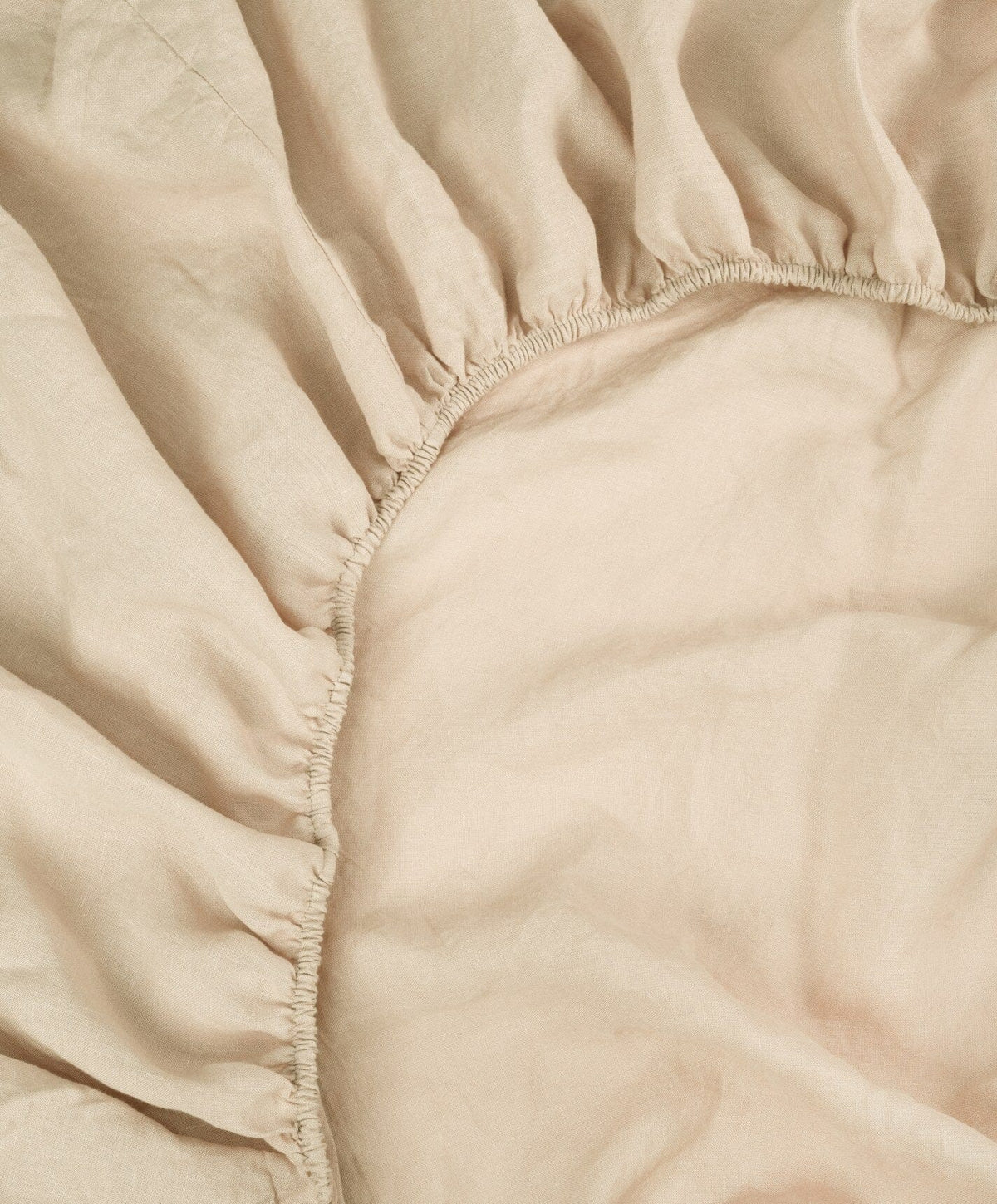 Linen Fitted Sheet by Fable Home, shown in Birch Sand.