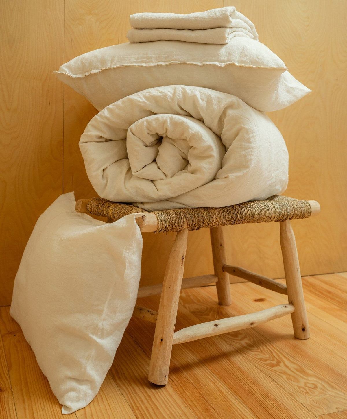 Linen Flat Sheet by Fable Home, shown in Birch Sand.